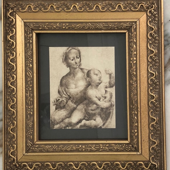 Two Framed Mother Child Sketch Prints 12.5x11.5 - Picture 4 of 7